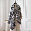 Eleganz Damen Rosen-Leopardenmuster Schals Winterwärmer Pashmina Beidseitige Damen-Schals Dicke Decke Wickeltuch Foulard Schal