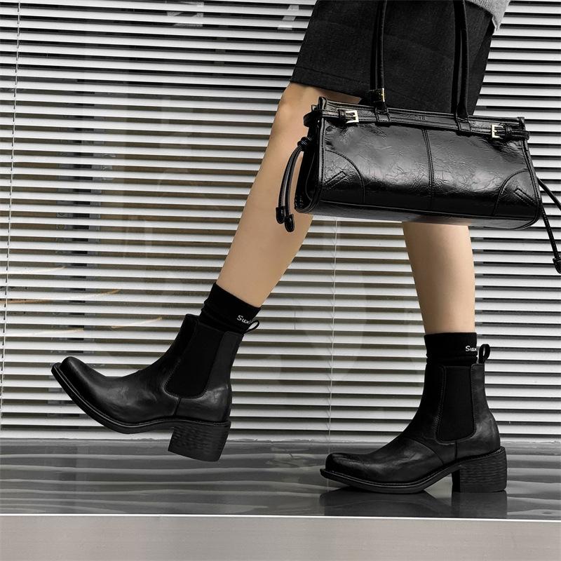 

Ботинки Martin мужские и женские, короткие, одинаковые, осенние и зимние, бархатные, кожаные, высокие, с заостренным носком, ботинки Chelsea 55527-J 36 чёрный