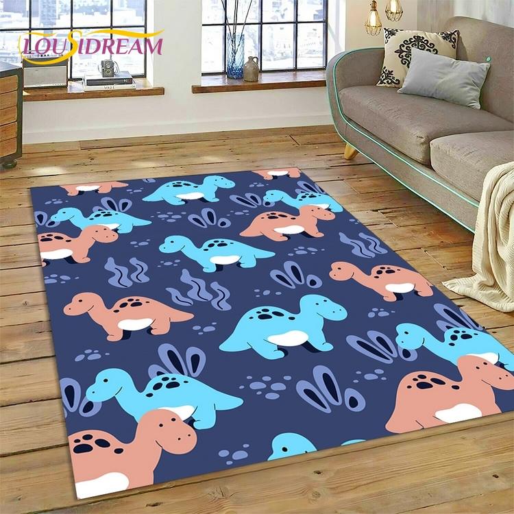3D Cute Dino Cartoon Dinosaur Space Carpet Rug for Bedroom Living Room Home Sofa Decoration,Children Game Large Decor Floor Mat