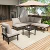 Sun Lounger - - Set of 6 - Galvanized Iron - Beige Braided Rope - Weather Resistant
