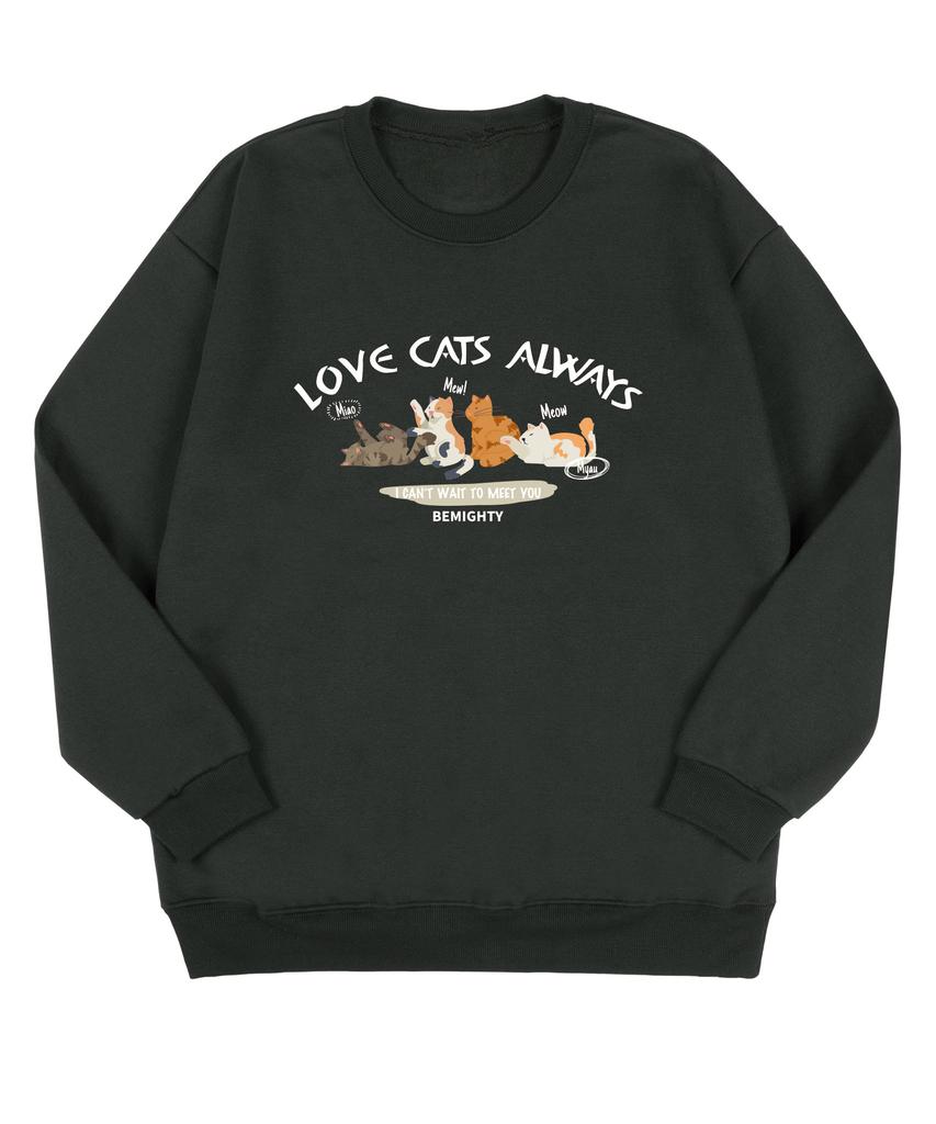 BEMIGHTY Love Cats Oversized Double-Sided Sweatshirt [Black] (A Type)