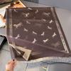 Autumn and winter retro equestrian style galloping horse pattern shawl women's high sense versatile thickened warm fringed scarf dual-purpose