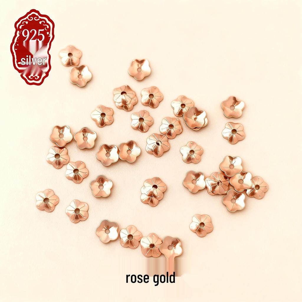 S925 Sterling Silver Flower Petal Spacer Beads for DIY Bracelets - Available in Silver, Gold, Rose Gold, and White Gold