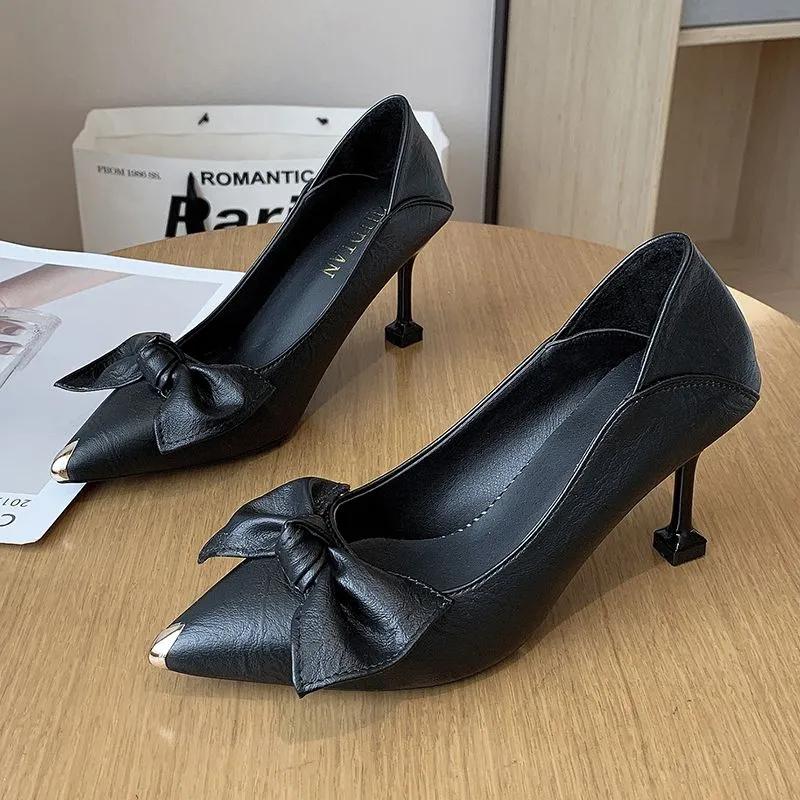 women fashion elegant beige high quality stiletto heel shoes lady casual black comfort spring summer heel shoes zapatos ga683b