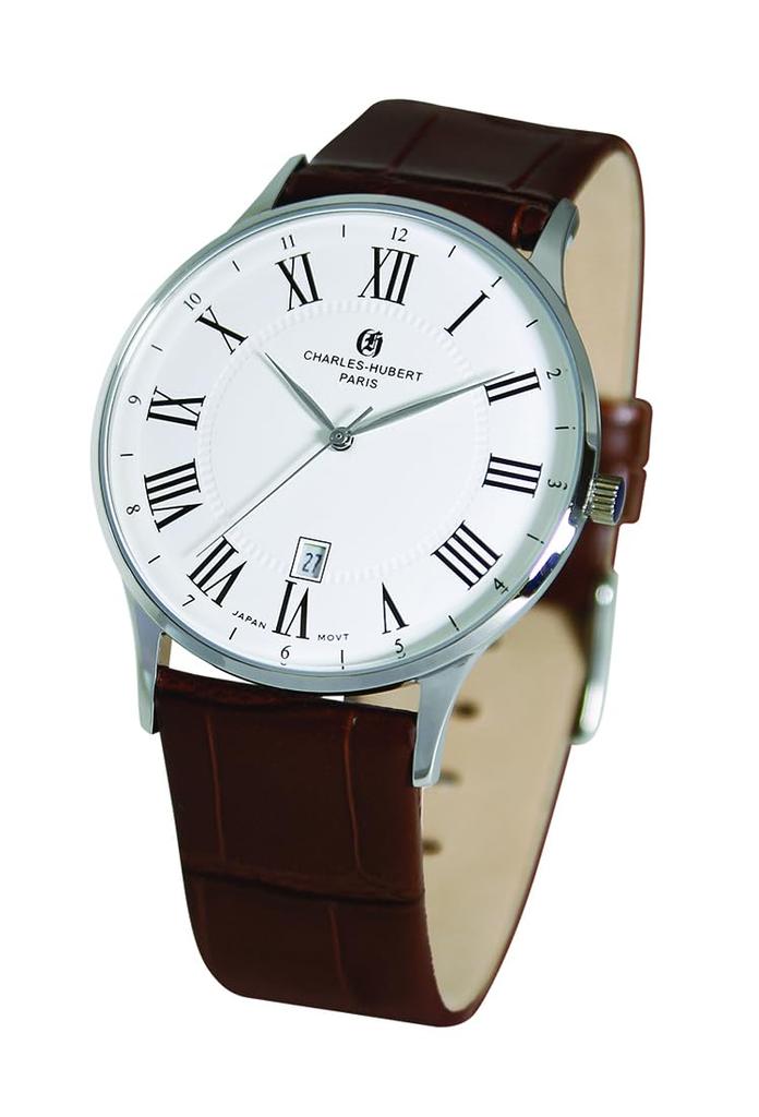 Charles Hubert Men's Brown Watch, 3-Hand Date, 4037-W