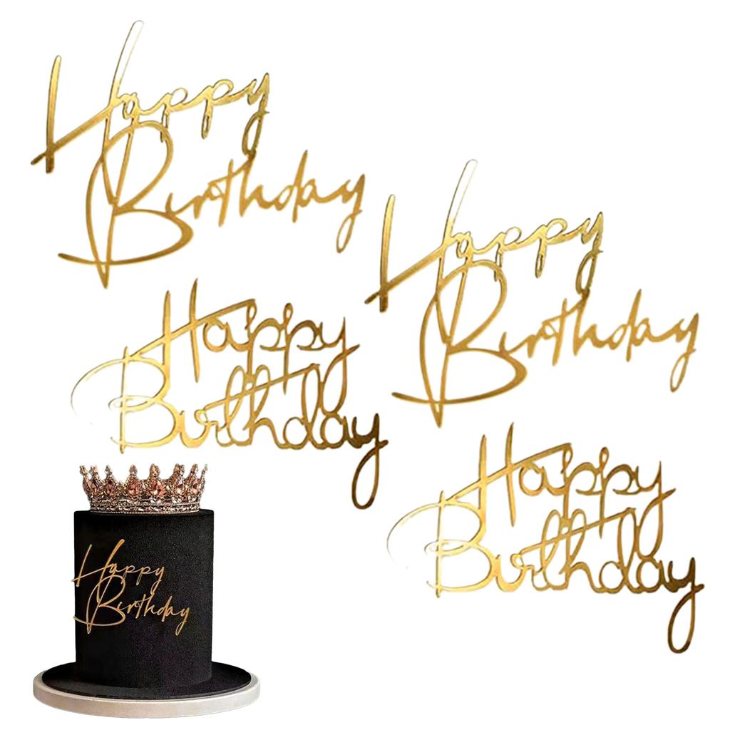 4 st Akryl Grattis på Födelsedagen Dessert Barn Vuxna Tårtdekoration Fest DIY Dekoration