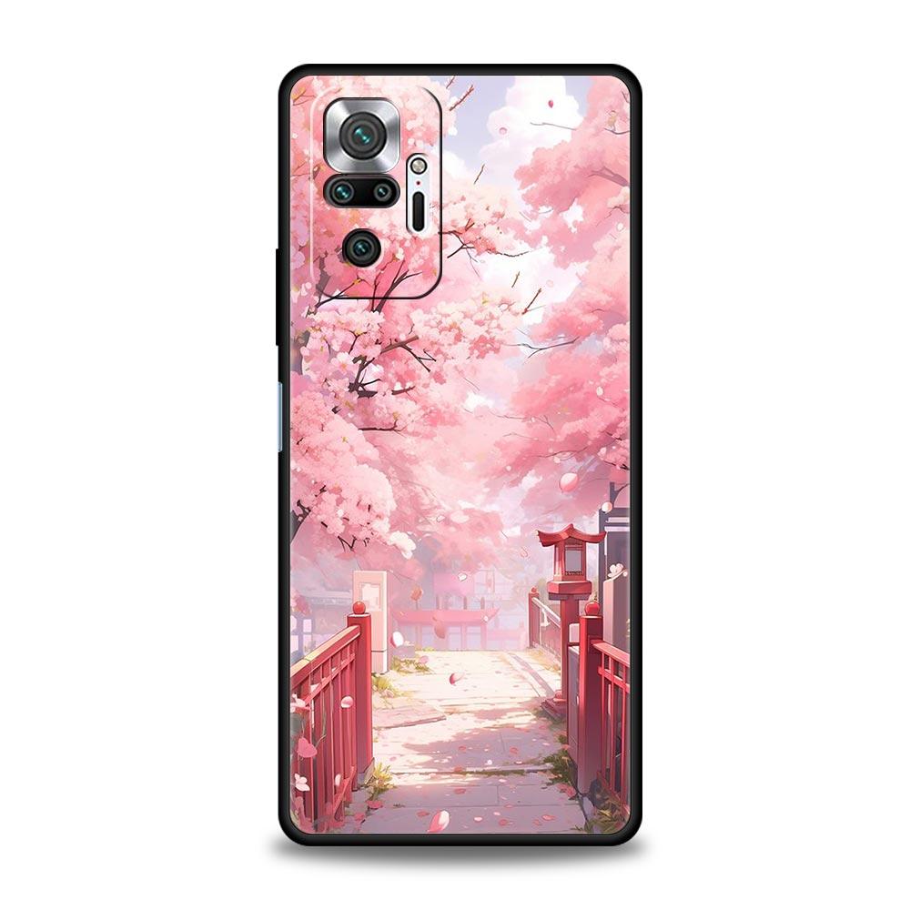 Pink Spring Cherry Blossoms Phone Case For Xiaomi Redmi Note 14 13 5G 10 11 12 Pro Plus 4G 14C 13C 12C 10C Black Cover
