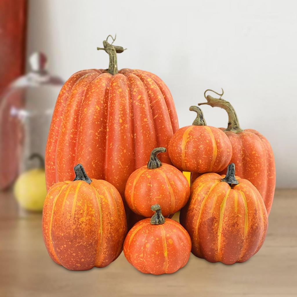7 kusů umělých dýní jako ozdoby na střed stolu, svatba, podzim