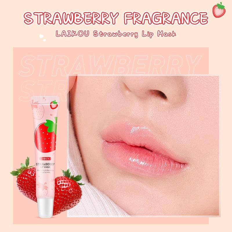 LAIKOU Strawberry Lip Balm Sleeping Mask Night Lip Moisturizer 18g
