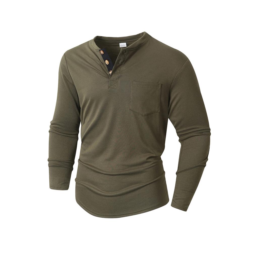 Men's Solid Color Long Sleeve T-Shirt Shirt Men's Casual Sports Top