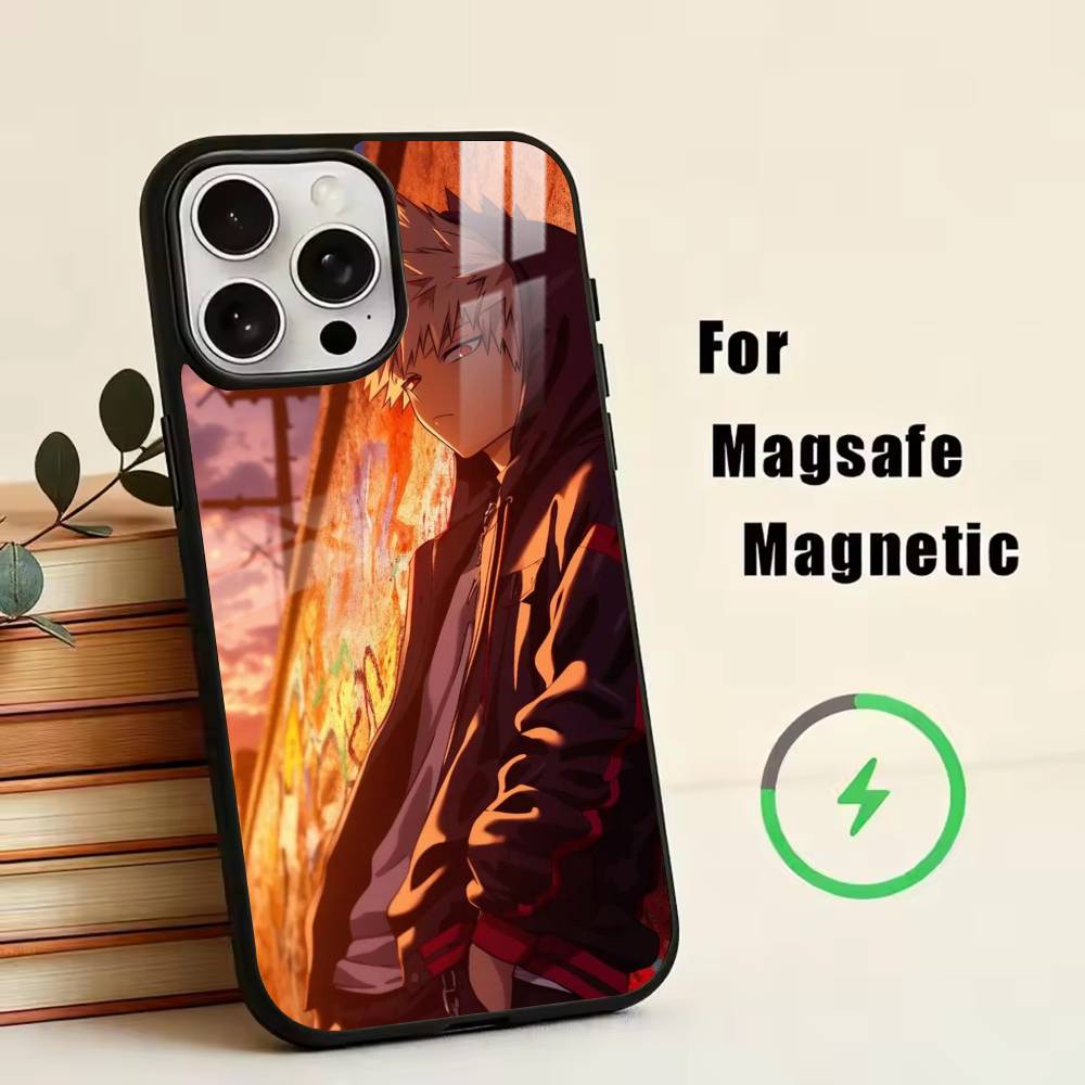Hero Academia KK-Katsuki Handyhülle Für iPhone17,16,15,14,13,12,11 Plus,Pro Magnetisch mit Magsafe Kabelloses Laden