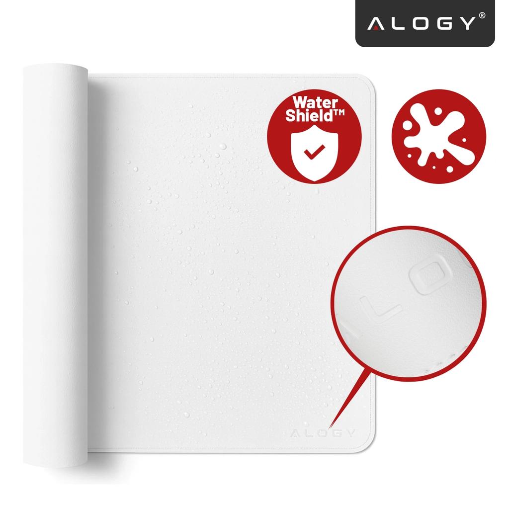 Podkładka Na Biurko 80×40 Cm - Antypoślizgowa Mata Ochronna Z Eleganckiej Ekoskóry Pu, Pod Mysz I Klawiaturę, Stylowa I Trwała - Alogy Workmat™ Biała