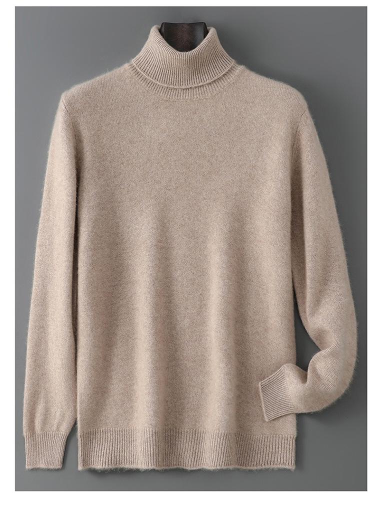 Men's 2025 High Neck Cashmere Wool Pullover - Thick, Double-Strand Knit Sweater for Autumn and Winter.