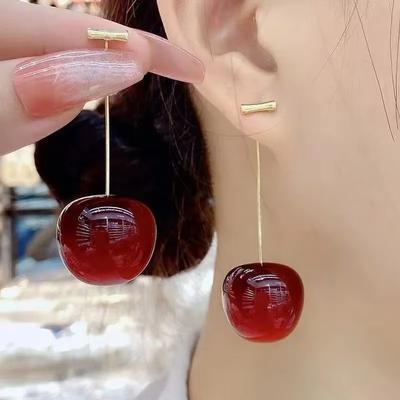Kleine verse zoete rode kersen oorbellen kersen hanger oorbellen voor vrouwen fruit oorbellen roestvrij staal oorbel bedel sieraden