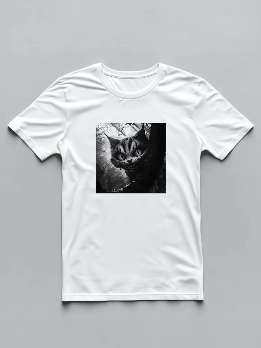 White T-shirt with Angry cat y2k print S