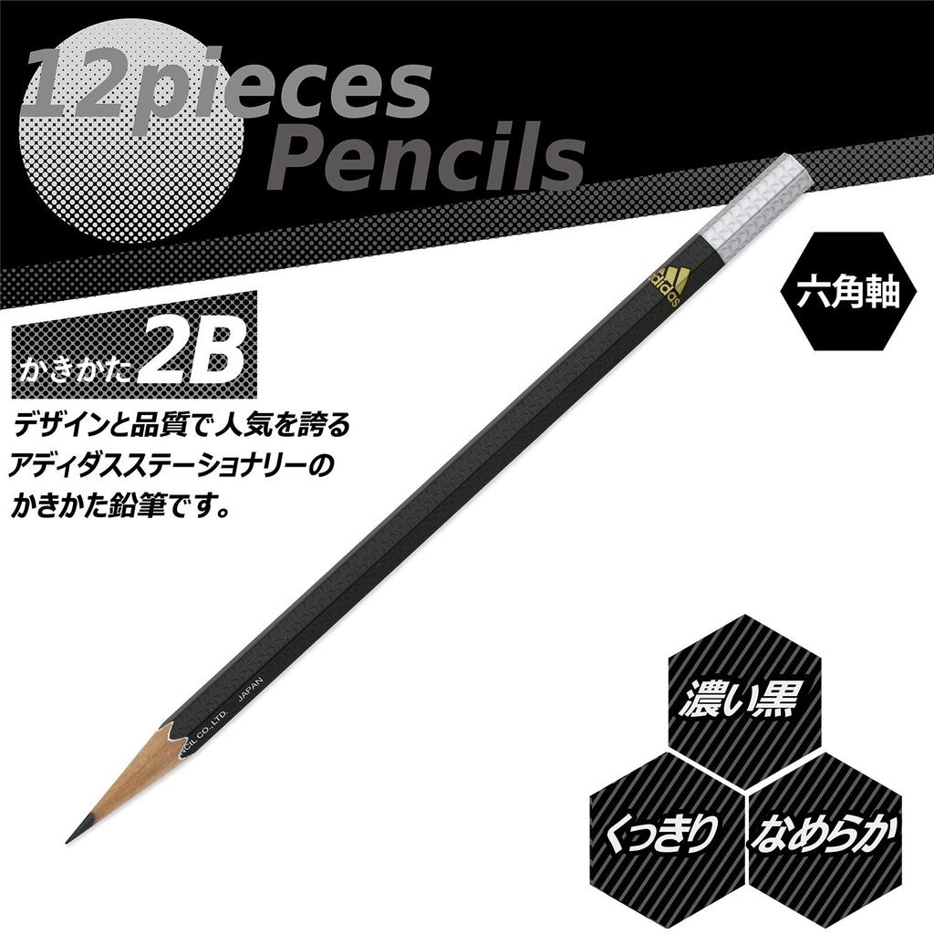Matite Mitsubishi Uni adidas 2B, Esagonali, Nero & Oro, 1 Dozzina - AI04 K56012B