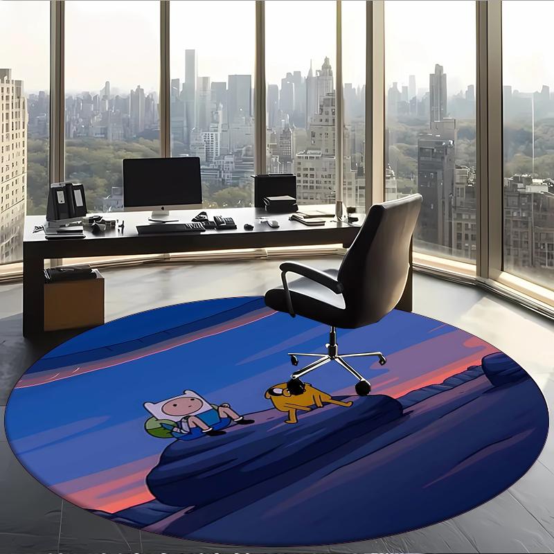Adventure Time (5) Round Office Rug Decorative Floor Rug for Office Bedroom Living Room and Home Space