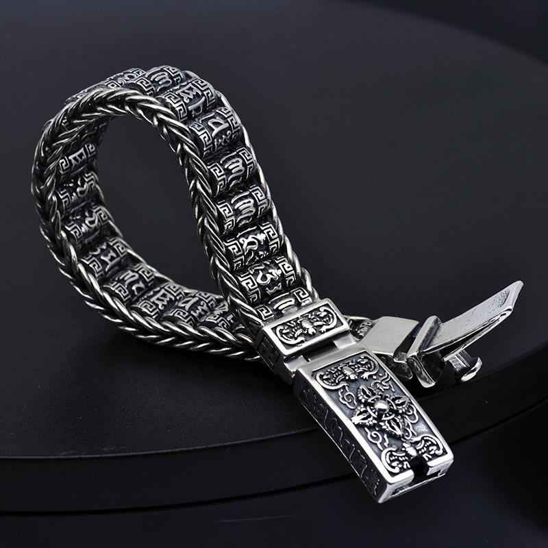 Pulseira Mantra de Seis Caracteres Conta de Transporte Peça de Mão Retrô Caminho da Estrada Giratória Tong Pulseira Escritura Giratória Masculina