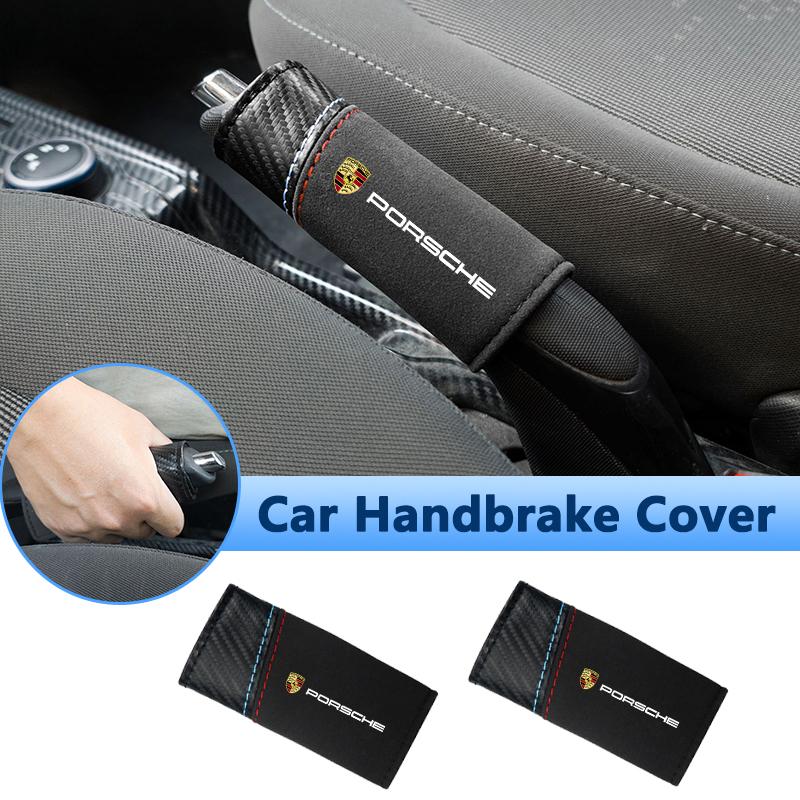 Car Handbrake Cover Hand Brake Grip Decoration Sleeve For Porsche Panamera Macan 911 718 Taycan Boxster Cayman Pajun Accessories