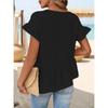 Elegant Solid Color Women's Woven T-Shirts Round Neck Flutter Sleeves & Ruffled Hem T-Shirt Stylish Summer Top