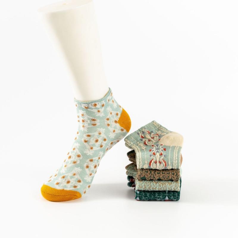 10 Paar Retro Hofstil Socken, Damen Kurze Socken, Damen Frühling und Sommer Kurze Socken, Füßlinge, Frühling und Sommer Baumwollsocken