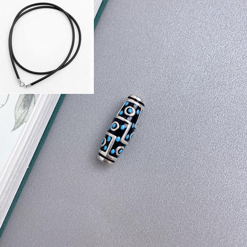 S925 Sterling Silver Nine-Eyed Dzi Bead Pendant Necklace with Clavicle Chain - Personalized Jewelry Gift