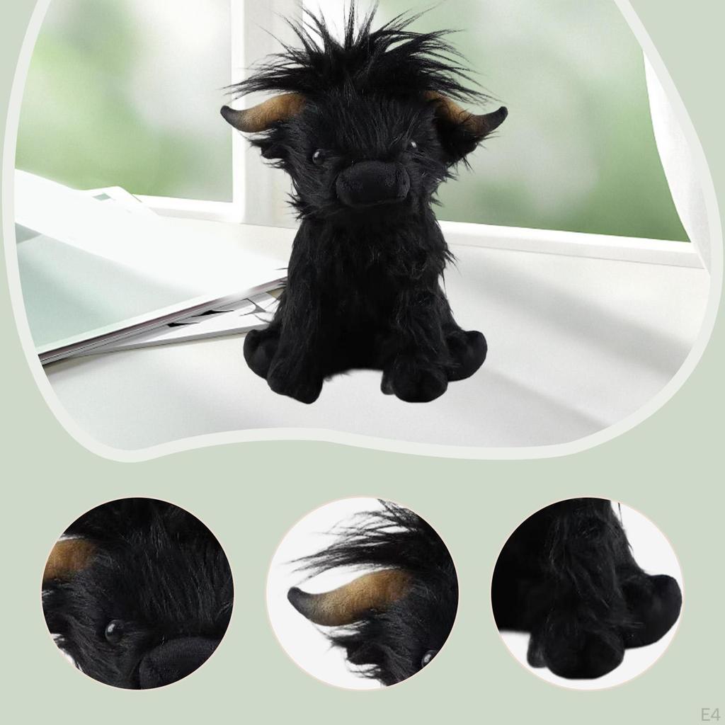 Plush Highland Cow Doll Snuggling Hugging Sofa Ornament Birthday Gifts Teens brown