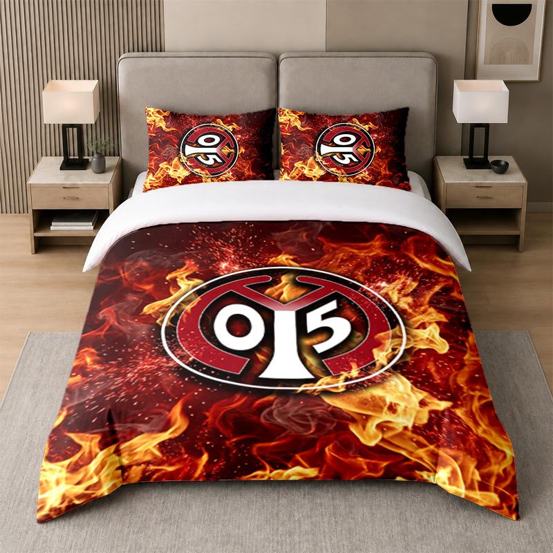 3Pcs Bedding SetMainz FC Soft Bed Sheet and Two Pillowcases Home Bedroom Decor