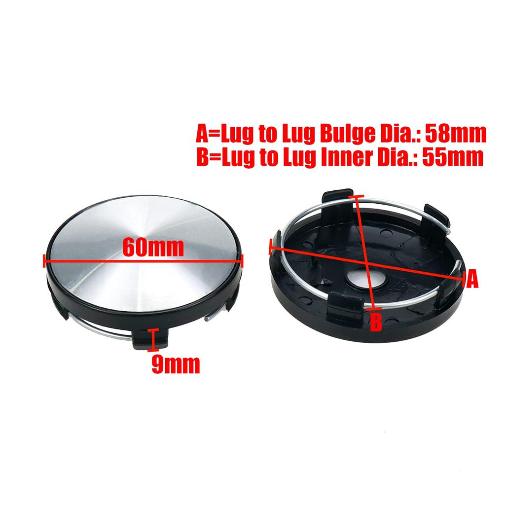 Modengzhe 4 Stück Kunststoff Einrast-Radnabenkappen mit Löchern 60mm Außendurchmesser 55mm Innen