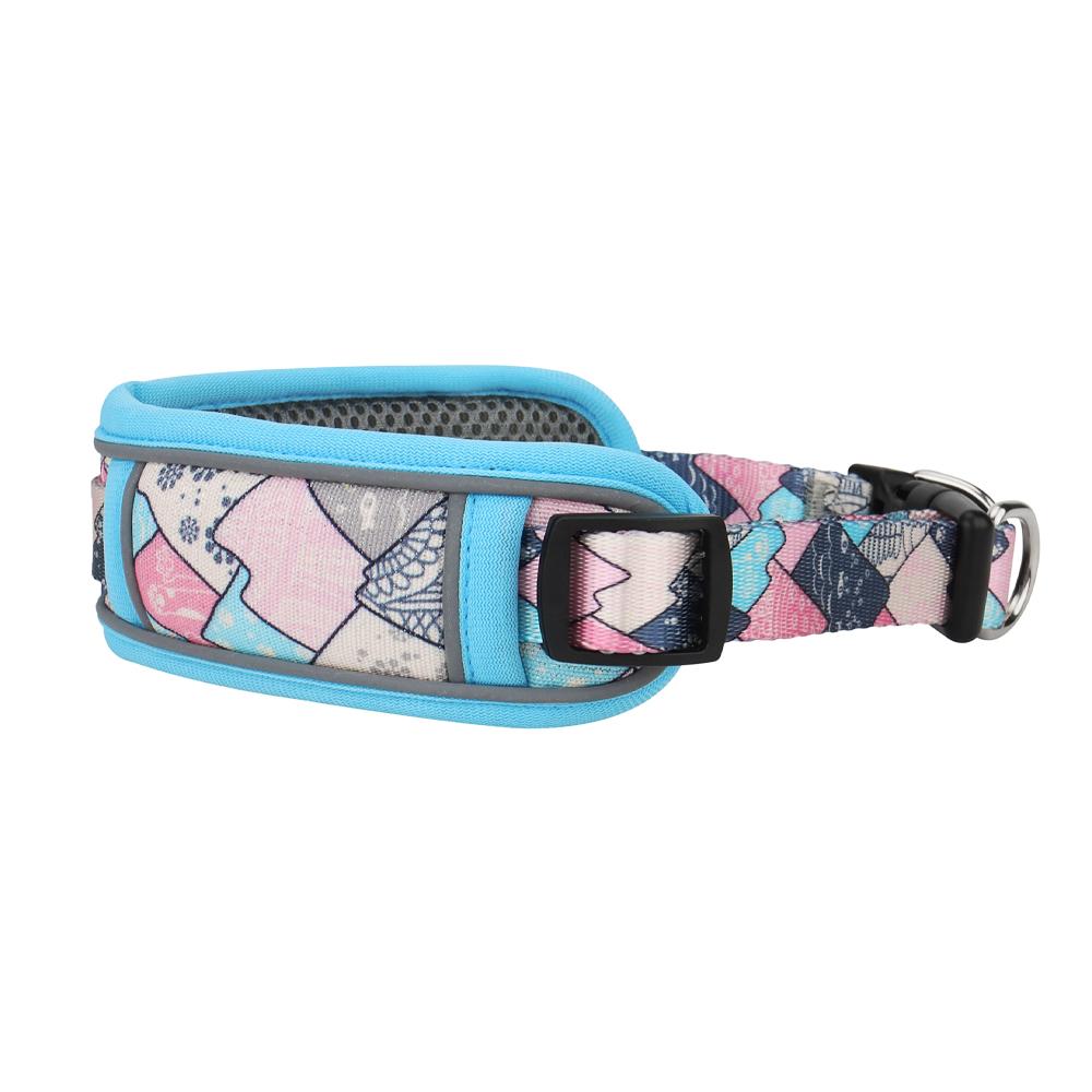 

Widen Dog Collar Reflective Nylon Pet Collar Comfortable Mesh Breathable Printed Dog Collar with D Ring for Medium To Large Dogs neck 21-27cm