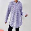 2025 Women's Solid Color Hooded Jacquard Slim Sweatshirt Jacket with Drawstring