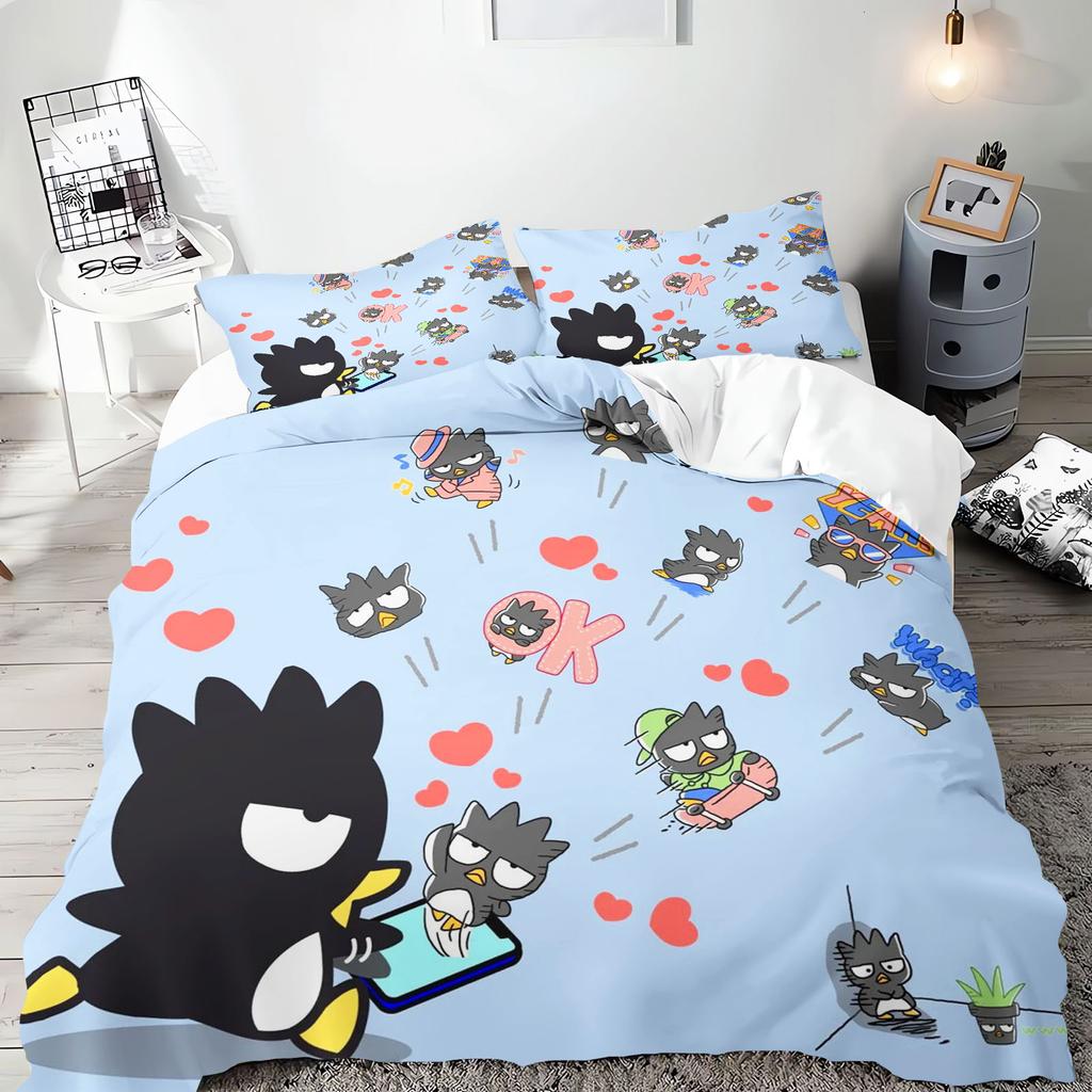 Bad Badtz-Maru Anime, Home Bedroom Comforte Nordic Polyester Material, Suitable for Children and Adults, 3-piece Set