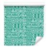 Polynesian Geometric Pattern Wallpaper Sea and Mint 50x1000