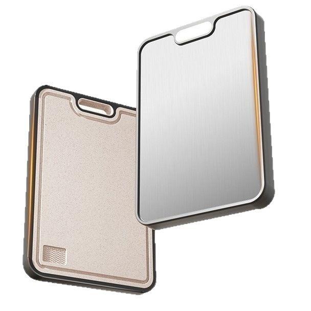 Double Sided Stainless Steel Fruit Cutting Board Anti Bacterial Anti Mold Kitchen Chopping Board Wheat Straw
