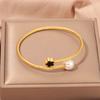 Popular, Personalized Trend, Retro Stainless Steel Winding Geometric , Pearl Steel Wire 