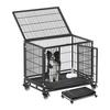 Dog Cage, Dog Circle, Pet Circle [106CM*72CM*87CM-Black] Roofed Pet Cage, Pull-out Tray with Casters, For Dogs, Small/Medium/Large Dogs, Foldable,