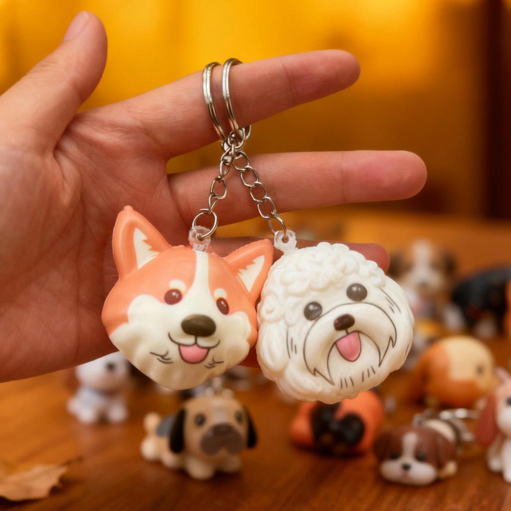 Neues Tier Hundekopf Quetschspielzeug - Rucksackanhänger & Schlüsselanhänger, PU Langsam Rückprall Entspannungspielzeug