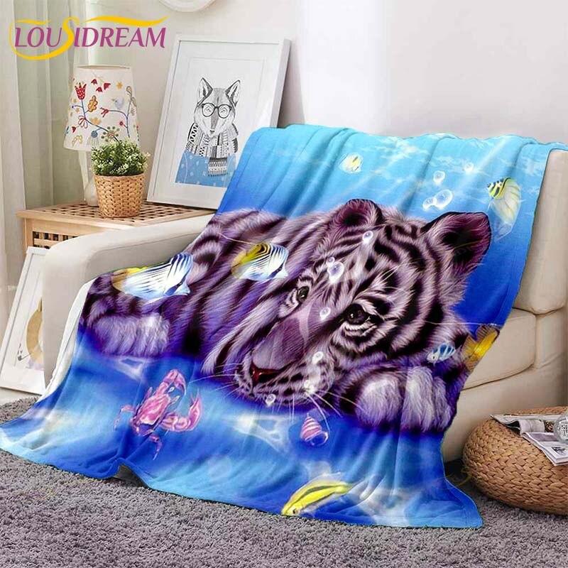 

3D-ковдра з тигром, суперм’яка для весни, осені, сучасна лінія, мистецтво, шерпа, ковдра, покривало для подорожей. 150x200cm