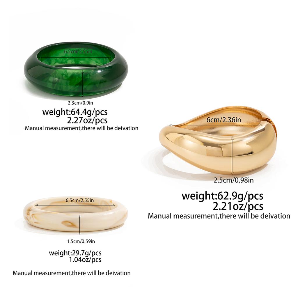 Ingemark 3 Styles Boho Resin Thick Chunky Bangles for Women New Trend Punk Stacking Up Arm Bracelets Couple Daily Party Jewelry