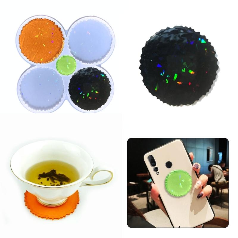 Diy Handmade Mold Coffee Coaster Light Shadow for Creative Silicone Mold Crystal Round Placemat Mold for Diy Crafts