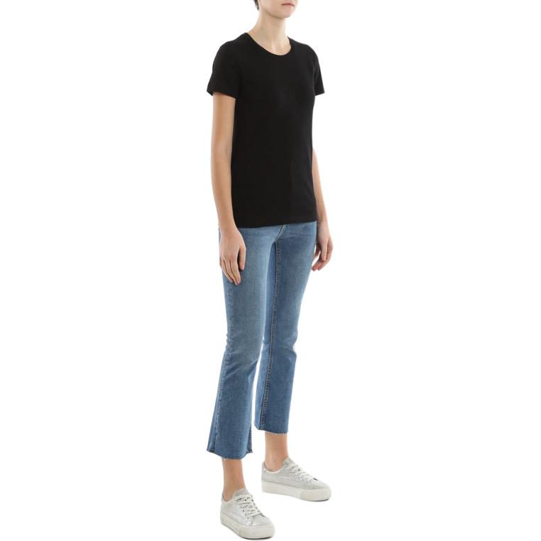 Moncler Round Neck Pullover Short Sleeve T-Shirt Women T-Shirts Black 8C73200V8058999
