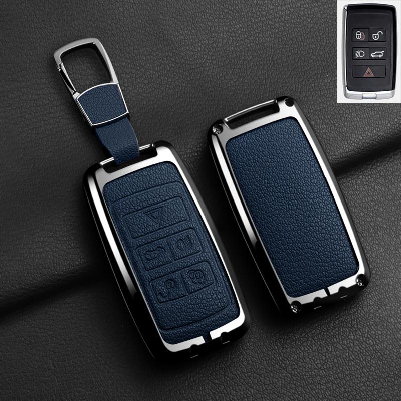 Alloy Leather Car Remote Key Case Cover For Jaguar XF XJ XE S-Type F-Type X-Type F-Pace I-Pace E-Pace Android XFR XKR Keychain