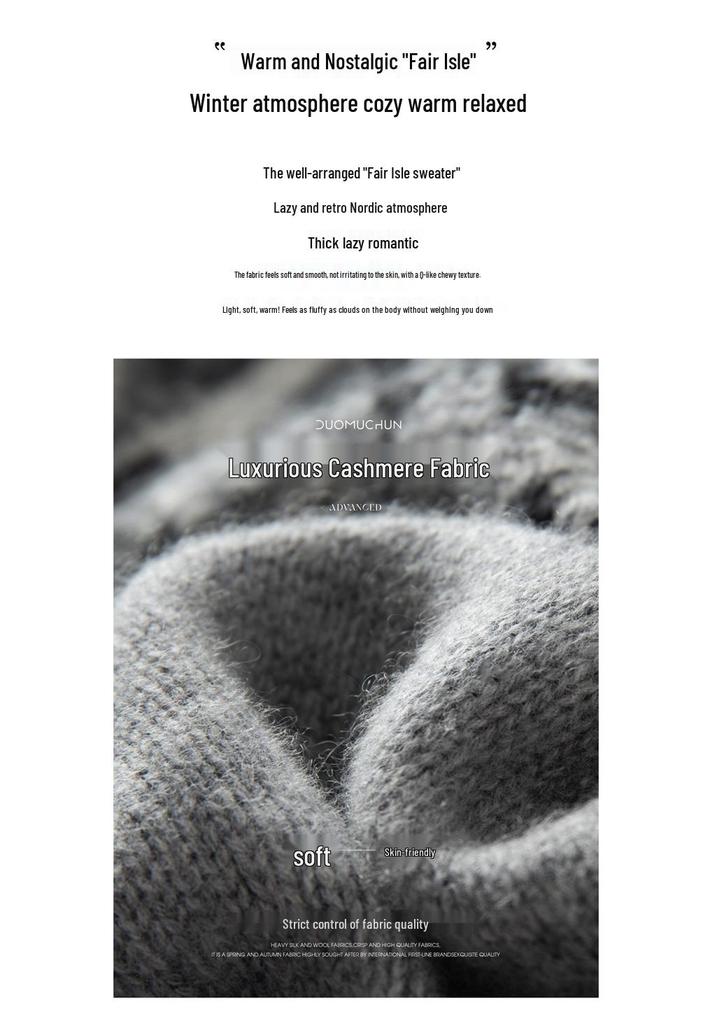Fair Isle Jacquard Double Zipper Cashmere Cardigan Sweater for Women