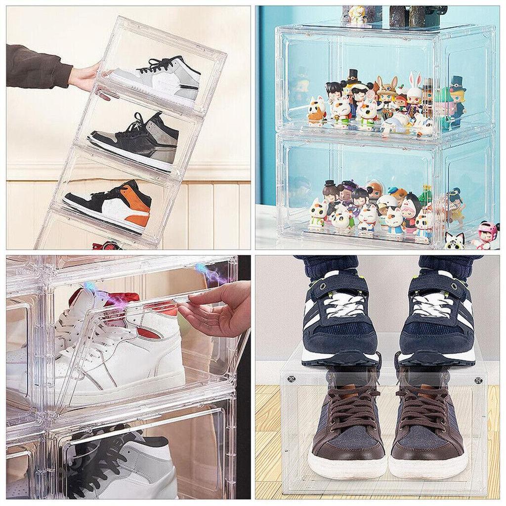 Stackable Shoe Box with Magnetic Door, Clear PP Material, 34.5cm L x 27cm W x 19cm H