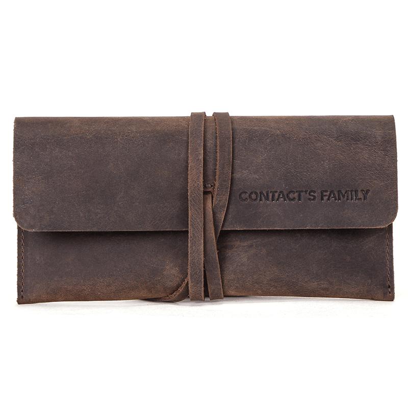 Retro Crazy Horse Leather Multi-Pen Case - Creative Bundle-Style Pencil Storage Bag for Students.