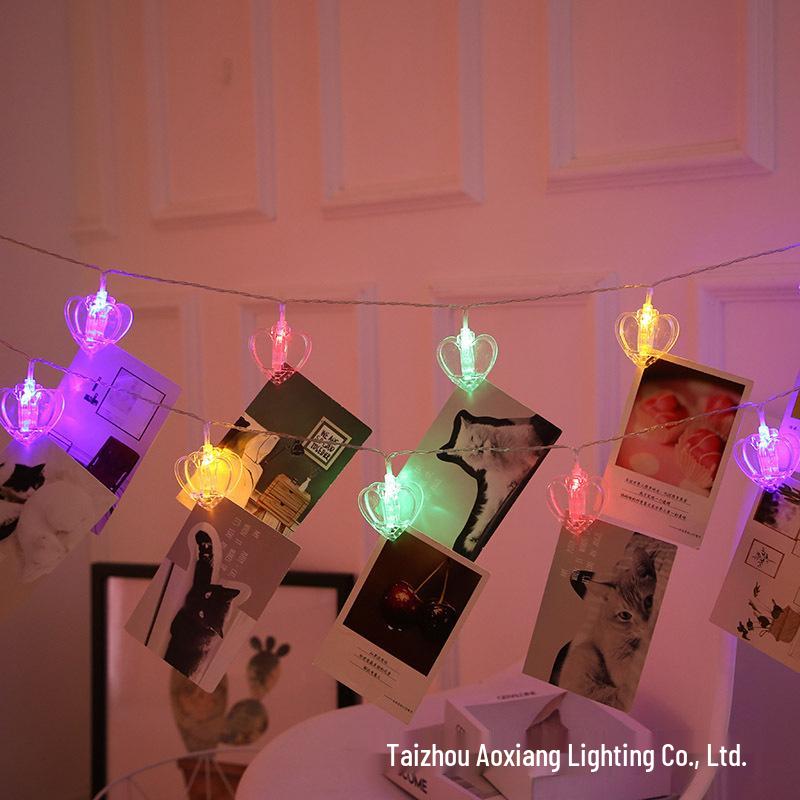 

Светодиодные гирлянды с клипсами в форме сердца и звезды для украшения комнаты (Батарея заряжена) 1.5m 10 Lights - USB Constant