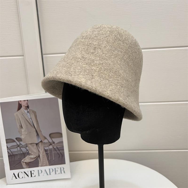 

Товстий теплий осінньо-зимовий вовняний капелюх-відро жіночий простий модний ретро літературний прямий капелюх-відро M（56-58cm） бежевий