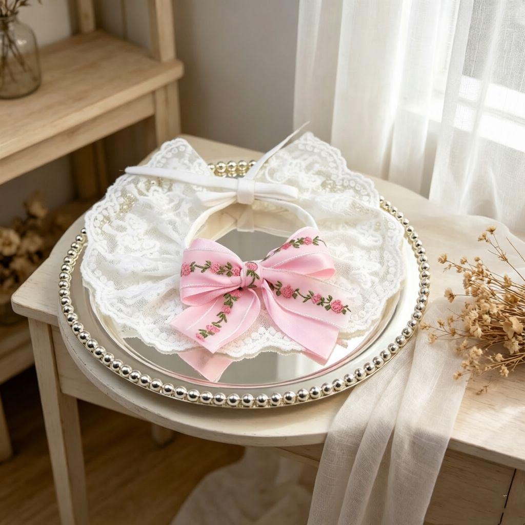 Fairy-Style Pet Bibs: Cute Lace Decorations for Cats, Dogs, and Plush Toys