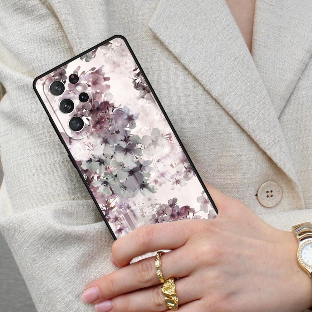 Romantic Pink Teal Watercolor Chic Floral Cell Phone Case for Samsung Galaxy S26 Ultra S25 S24 S23 S22 S21 S20 Note10 Cover