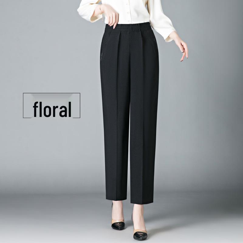 

Mom s 2026 Spring High Waist Loose Pants - Stylish & Versatile Straight Fit for Middle-Aged & Elderly Women 6XL (up to 160 lbs) цветочный